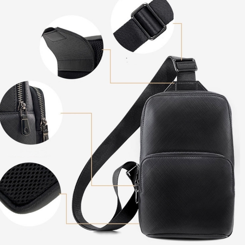 Fashion Design Black Men's Sli - Leather Backpack Vintage recension och pris