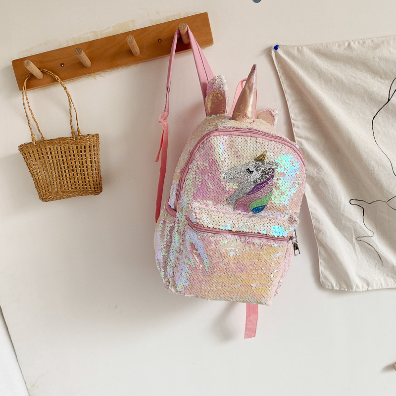 Girls Pink Unicorn Sequin Back - School Backpack Teen recension och pris