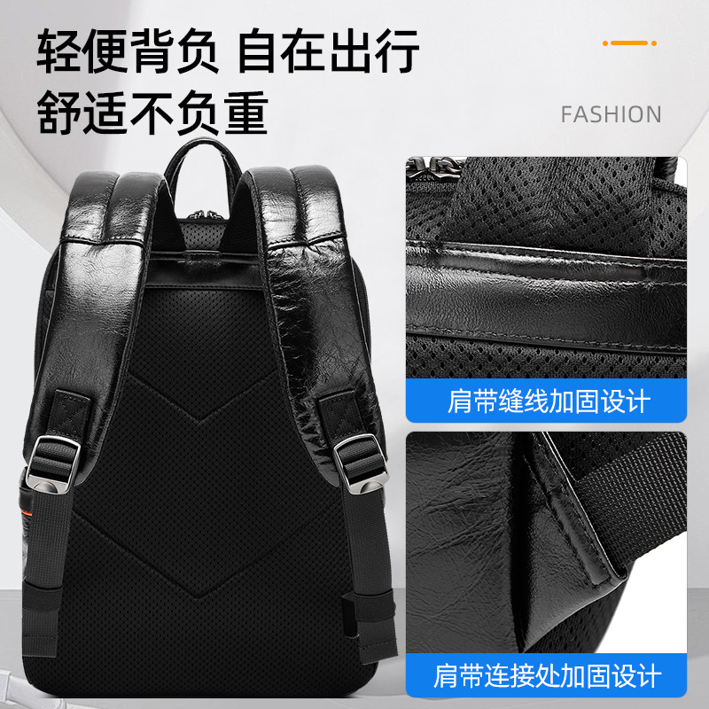 Men's Black Genuine Leather Ba - Leather Backpack Vintage recension och pris